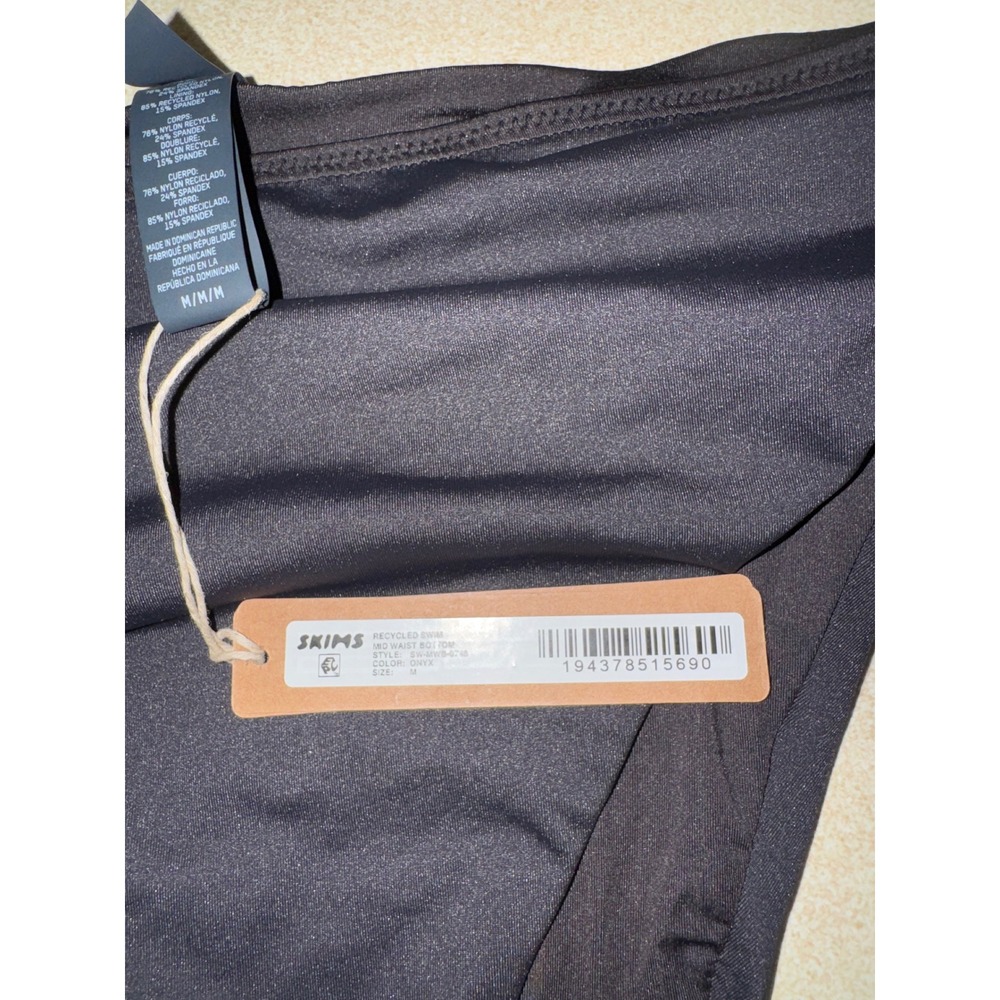 SKIMS Recycled Swim Mid Waist Bottom Onyx Black SW-MWB-0748 Size Medium NWT - Picture 7 of 9